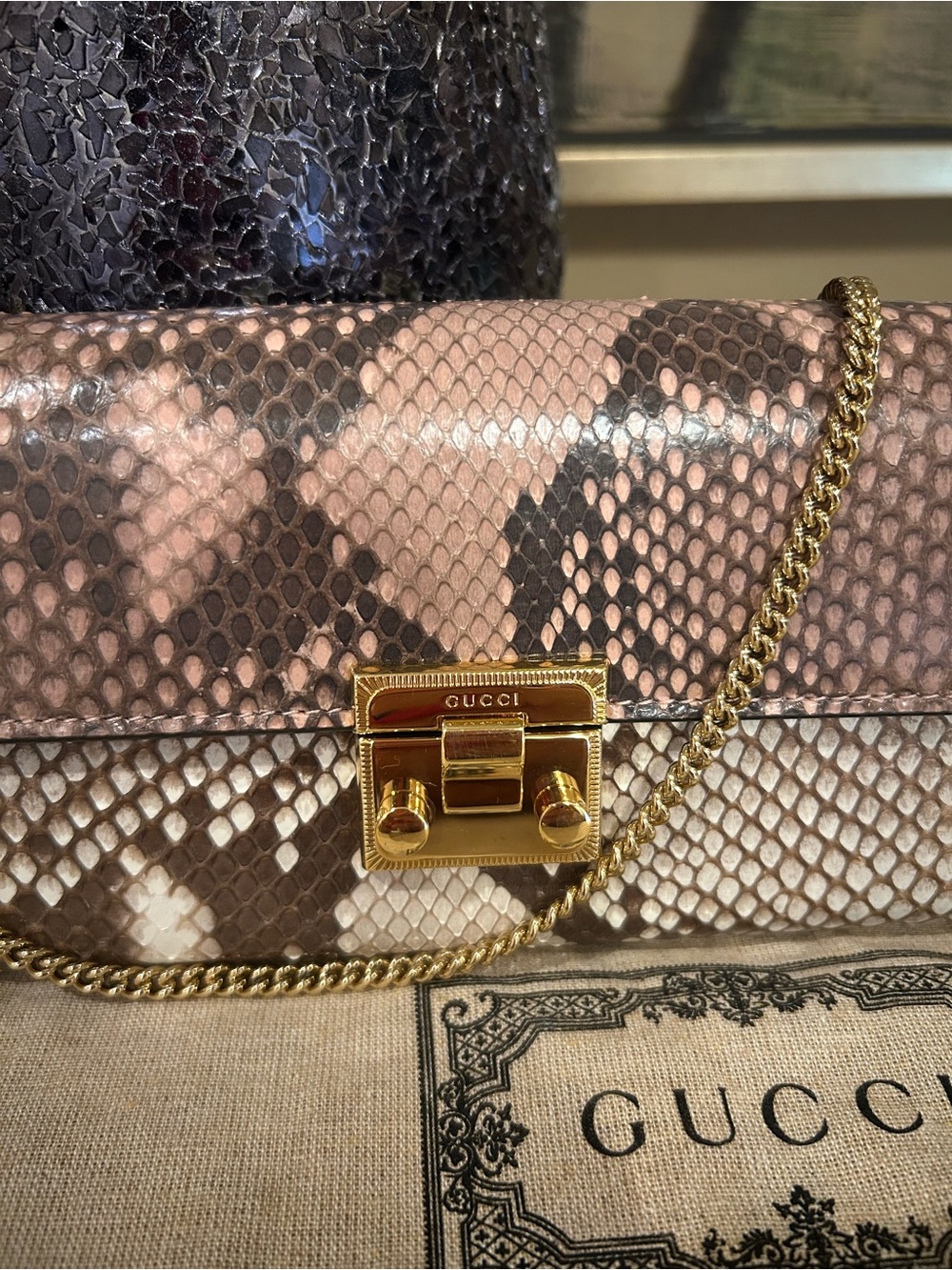Authentic Gucci Padlock Python Wallet on Chain (WOC) - Picture 3 of 14